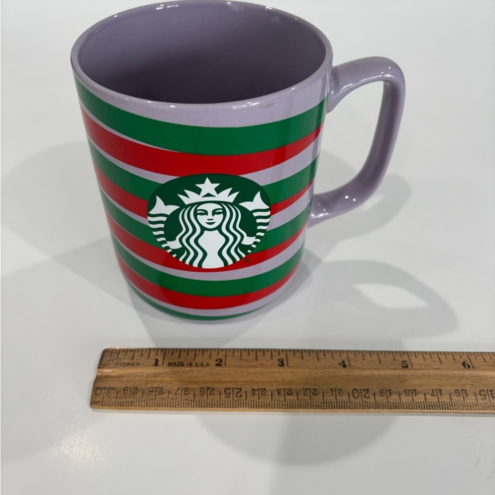 Holiday 2020 Starbucks Purple with Red And Green Stripes 11oz Ceramic Mug - Picture 12 of 13